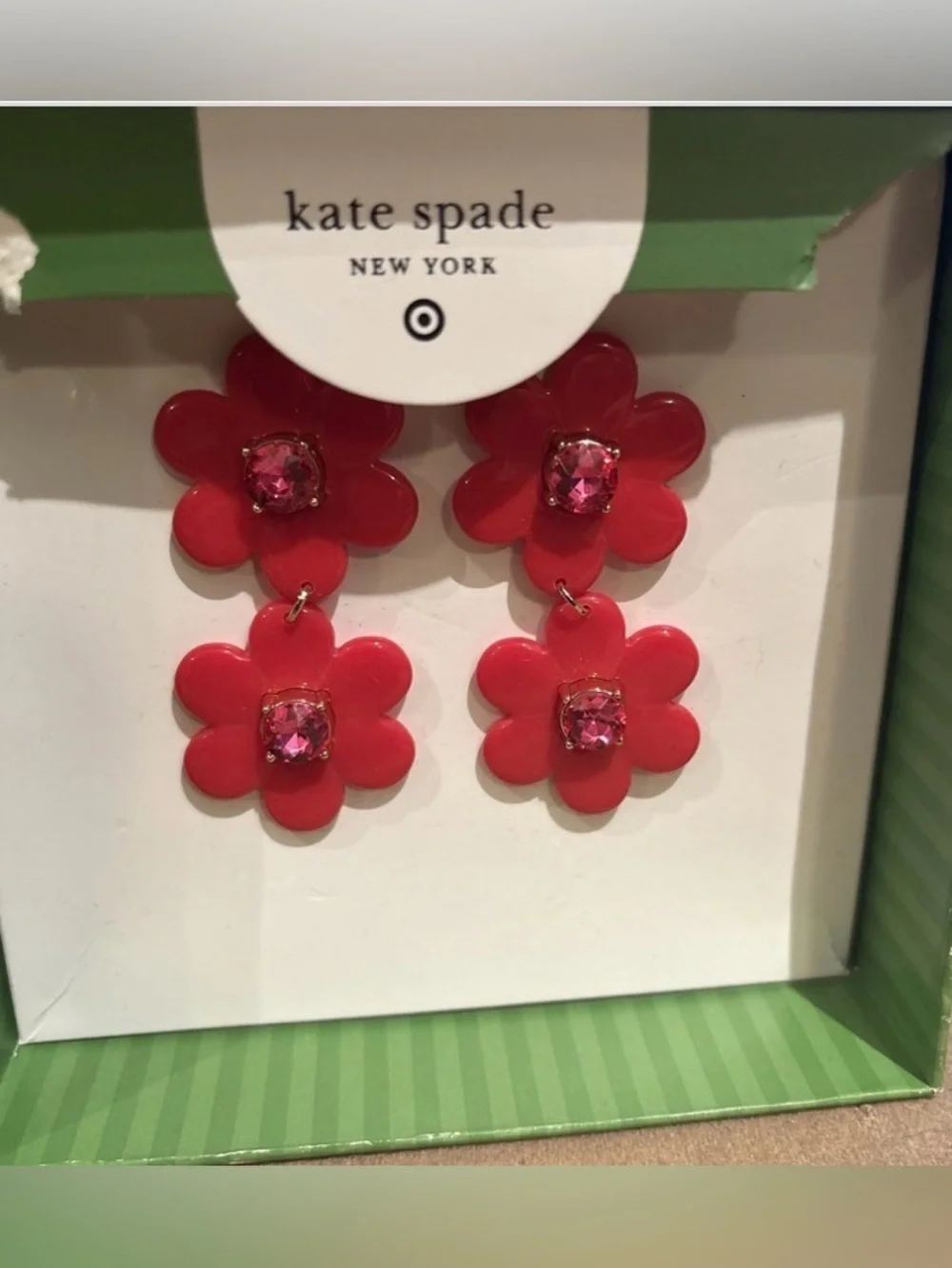 NWT Kate Spade New York X Target - Women’s Red Floral Linear Earrings